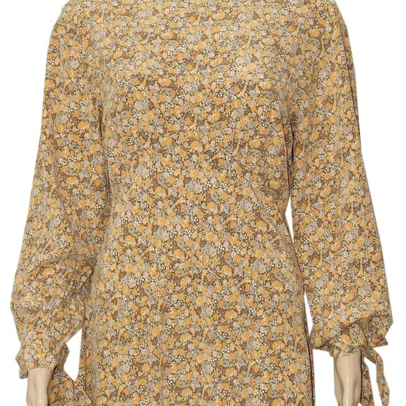 Doen Alda Dress in Lady Emma Floral Printed Long Sleeve Pleated Silk M - Picture 5 of 7